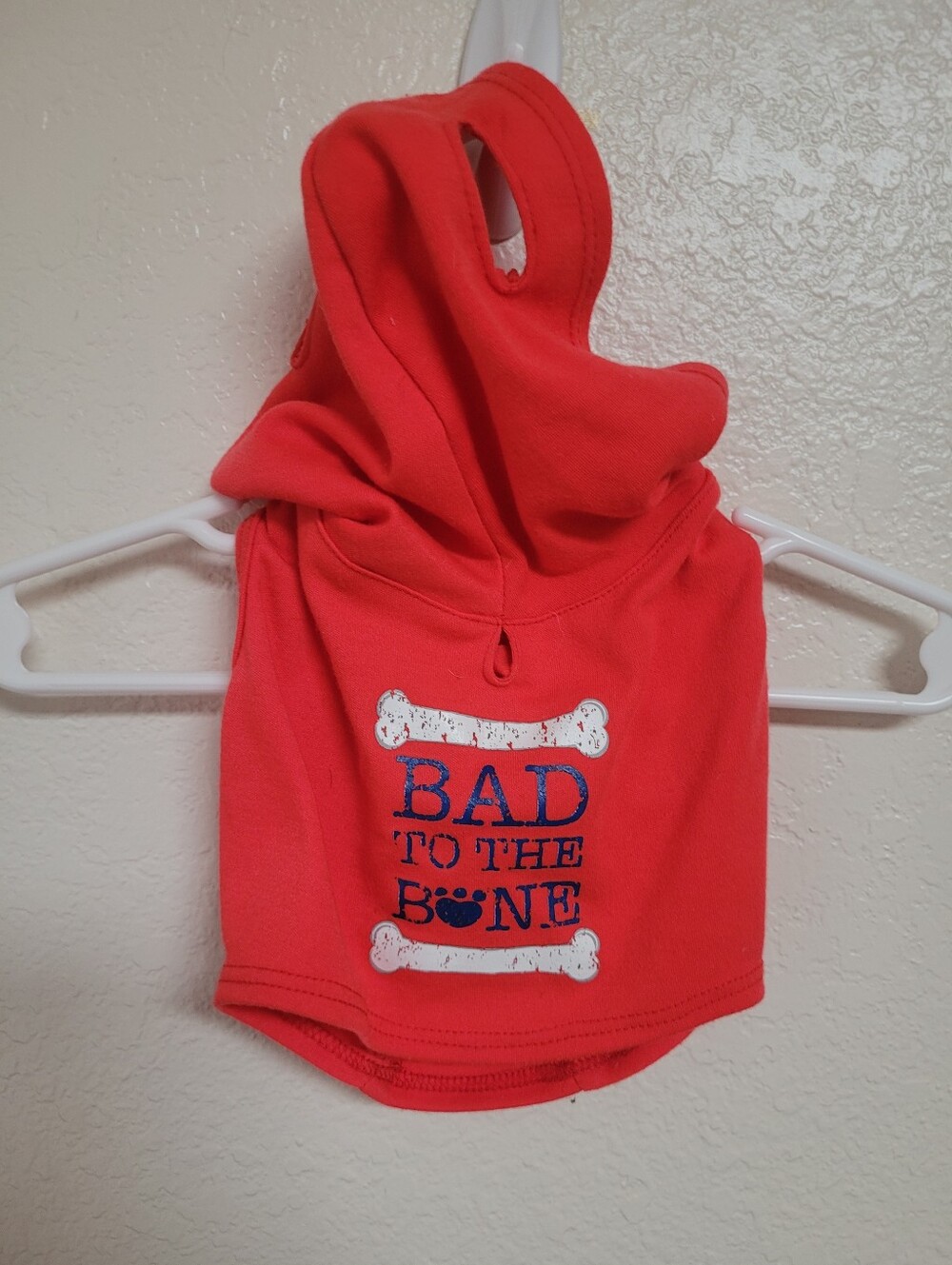 Build-A-Bear Red Hoodie Top with 'Bad to the Bone' Graphic
